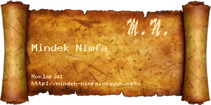 Mindek Nimfa névjegykártya